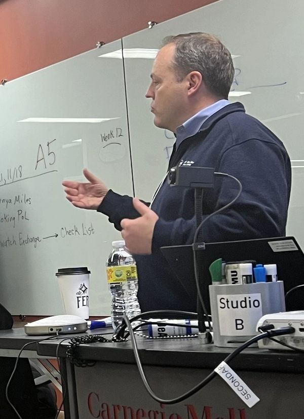 Joe Morey gives a lecture at Carnegie Mellon.