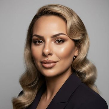 Professional woman with styled blonde hair and confident expression.