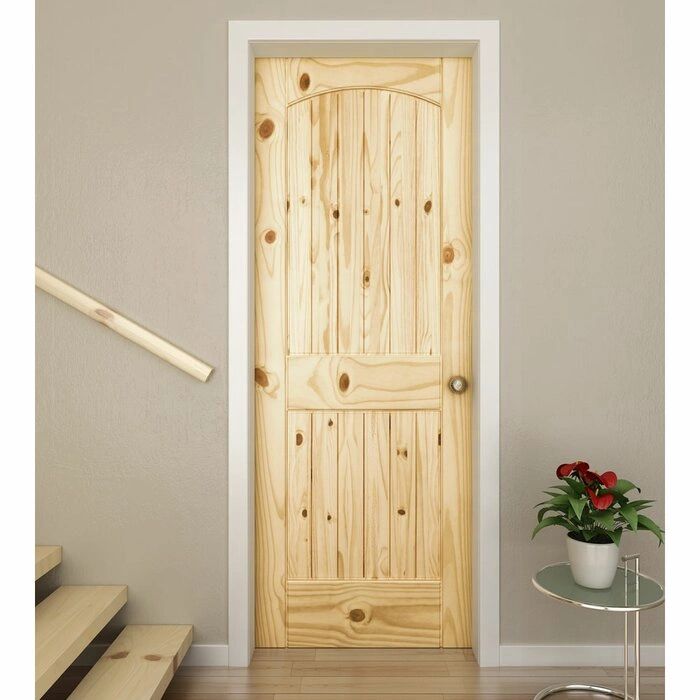 2 Panel Arch Top Knotty Pine Interior Door