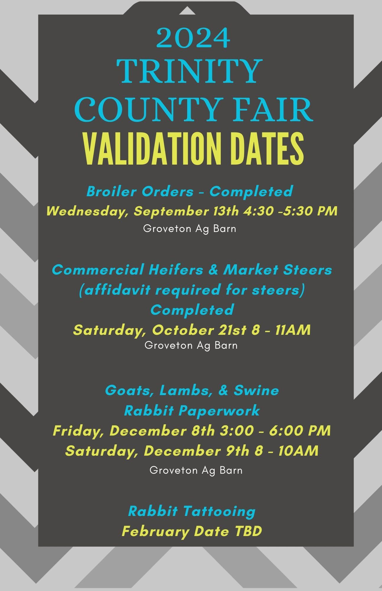 2024 Trinity County Fair Validation Dates