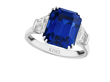 Natural blue sapphire and lab diamond ring