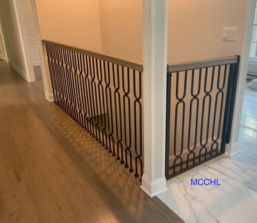 Custom rail with 1/2 " baluster, 1-1/2 square post, link design balusters install in wood 