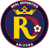 Logo of Real Deportivo Arizona soccer club with crown and soccer ball.