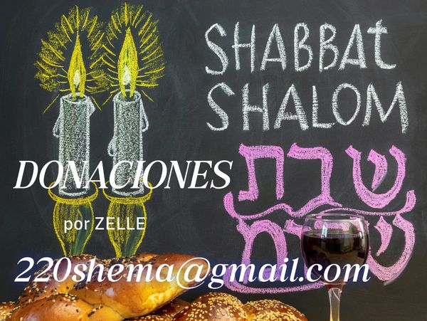 Candles, challah bread, and wine for Shabbat with donation info.