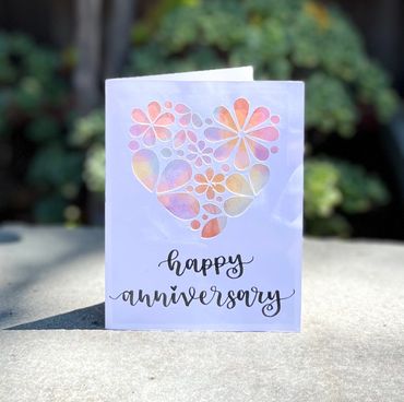 Water Color Heart Anniversary Card