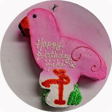 Flamingo cake for dog birthday party