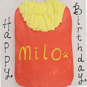 French Fries cake for dog birthday party