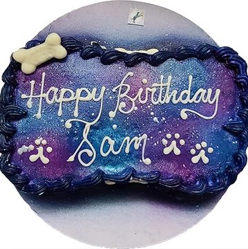 Galaxy dog birthday cake for dog birthday party