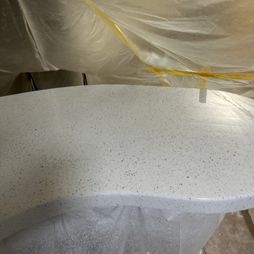 countertop transformation. from butcherblock to a durable and beautiful faux granite  finish!