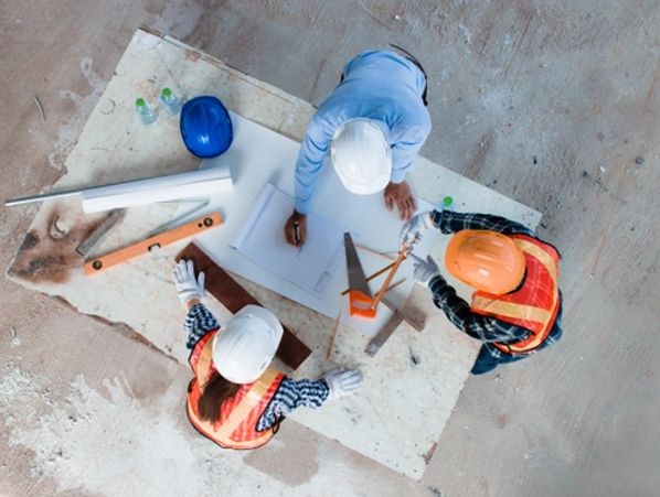 Team of young man and engineer and architects working, meeting, discussing