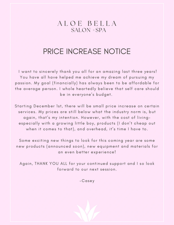 Price Increase Notice 