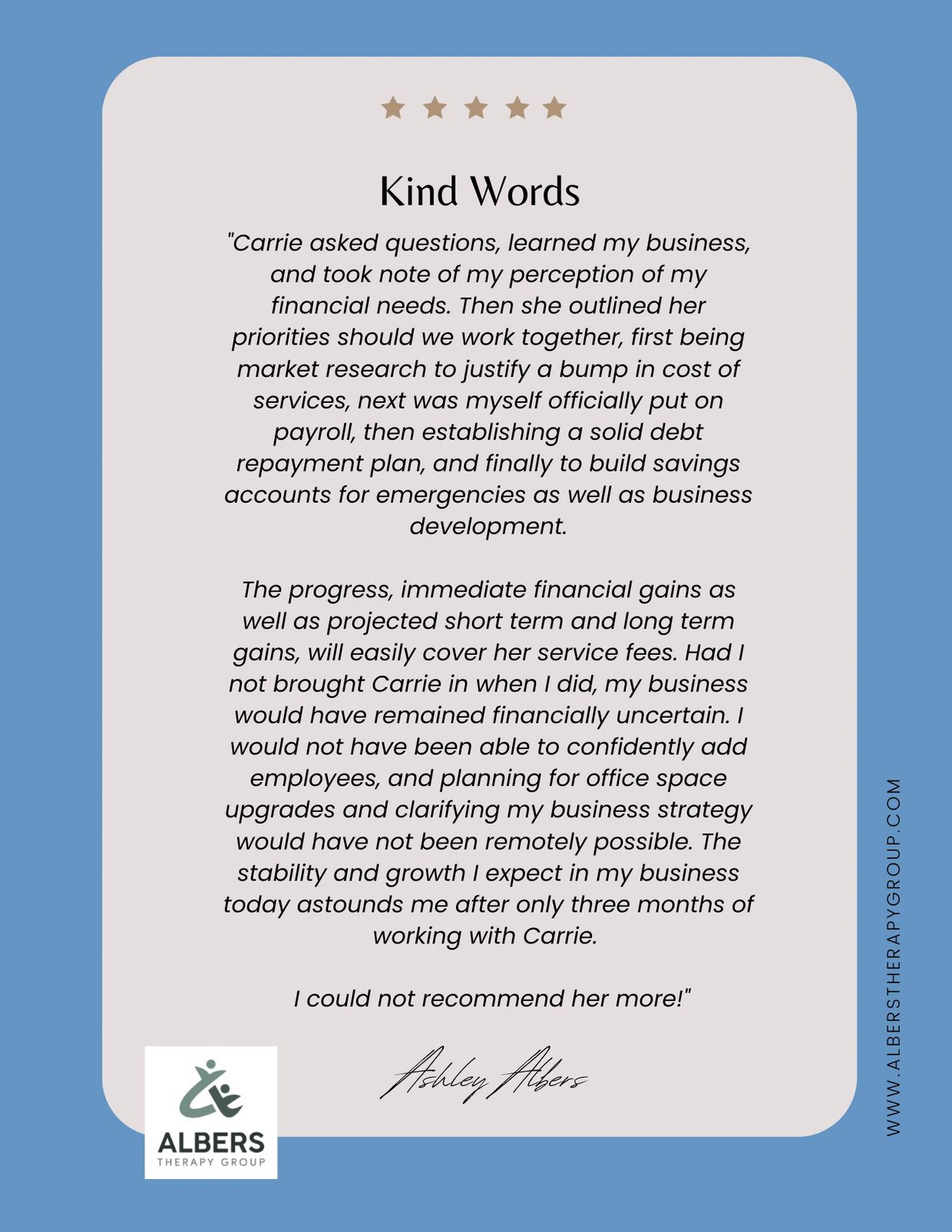 Client recommendation for Business Profitability services offer through financial consulting service