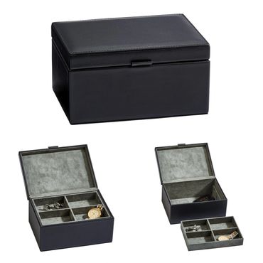 Black leather box with lift out lid