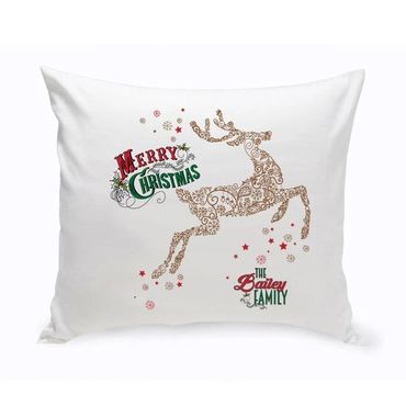 Vintage Reindeer Christmas Throw Pillow