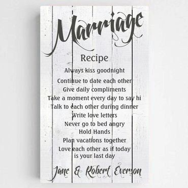 Personalized Marriage Recipe Canvas Print