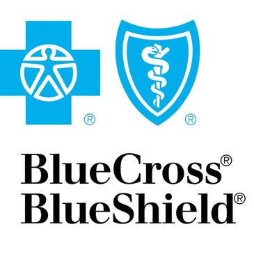 BlueCross BlueShield logo with symbols and text.