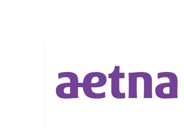 Purple Aetna logo on a white background.