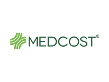 Medcost logo with green cross design.