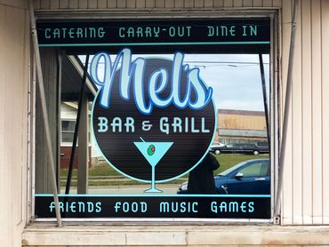 Mel's Bar and Grill Window Vinyl. 