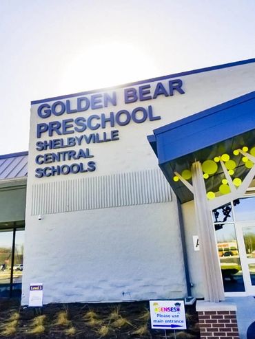 Golden Bears Preschool Channel letters, flush mounted.