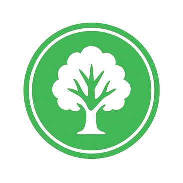 Green circular icon with a white tree silhouette inside.