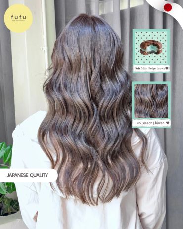 ผมหยักโศกสีน้ำตาลอ่อนแบบไม่มีการกัดสี