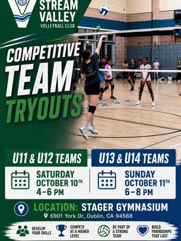 Volleyball team tryouts at Stream Valley Volleyball Club