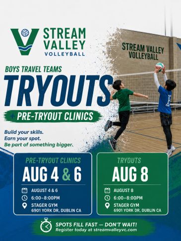 Boys volleyball training and volleyball tryouts at Steam Valley Volleyball Club