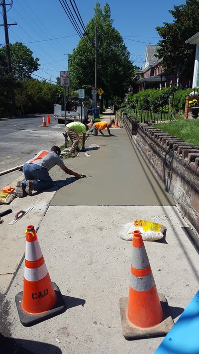 concrete contractors hard at work in in Doylestown, PA