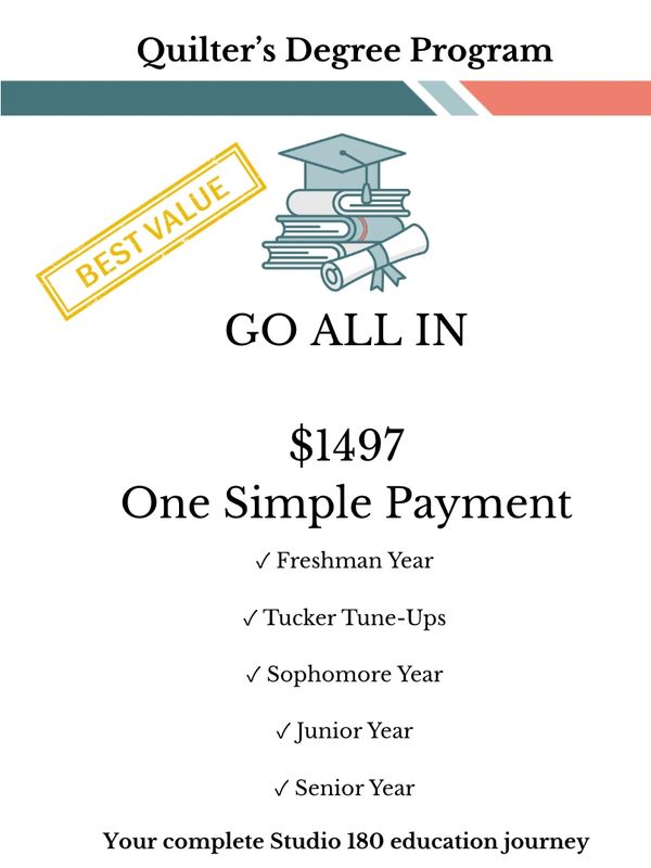 Quilter's Degree Program offers full education with one payment of $1497.