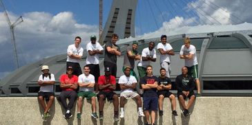 The basketball team from Stetson at Olympic Park in Montreal.