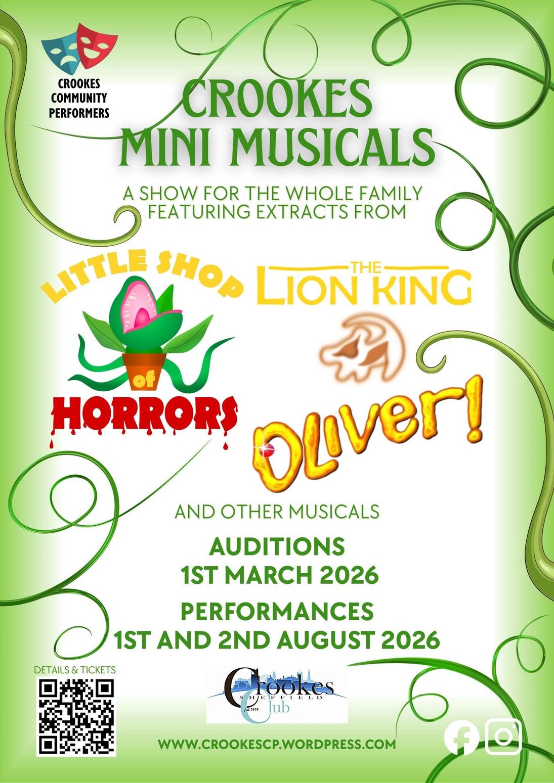 Crookes Mini Musicals poster at Crookes Social Club