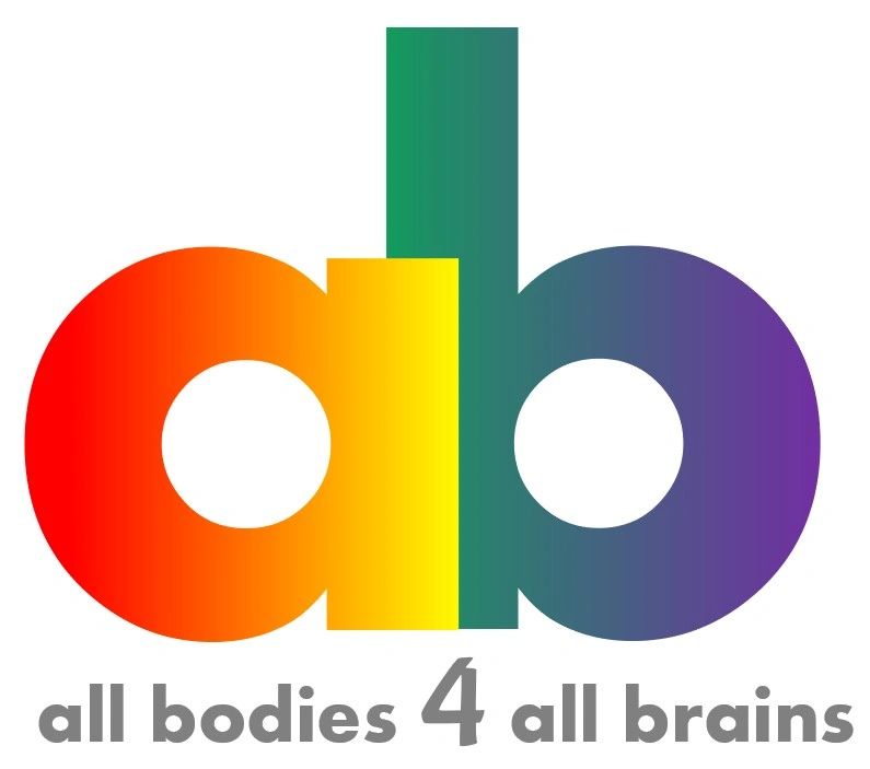 logo rainbow coloured letters 'a' and 'b' overlapping  giving the impression of an infinity symbol