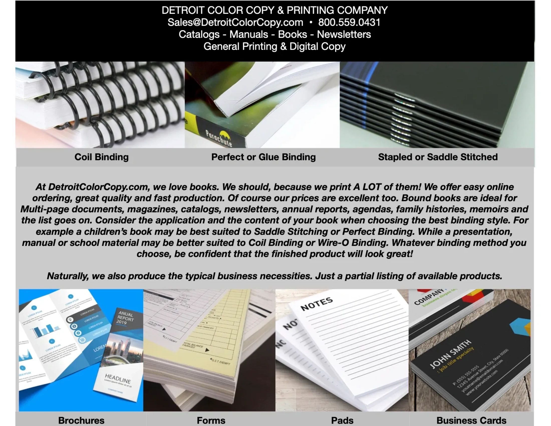 Detroit Color Copy Printing Color Copies Book Binding