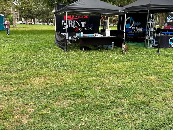 Blur print logo tent on the display