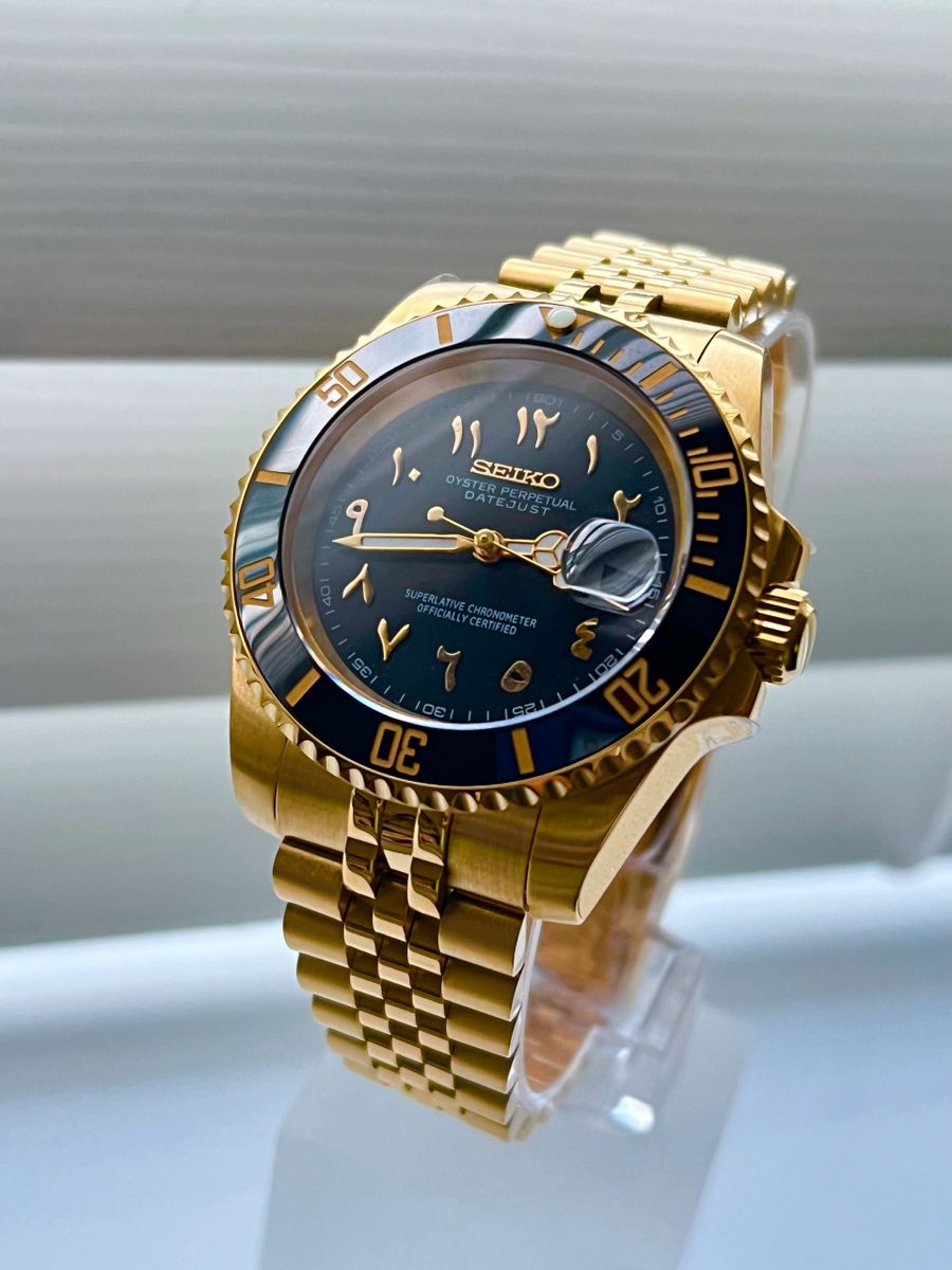 MODDED SEIKO CUSTOM GOLD WATCH - ARABIC GOLD DIVER