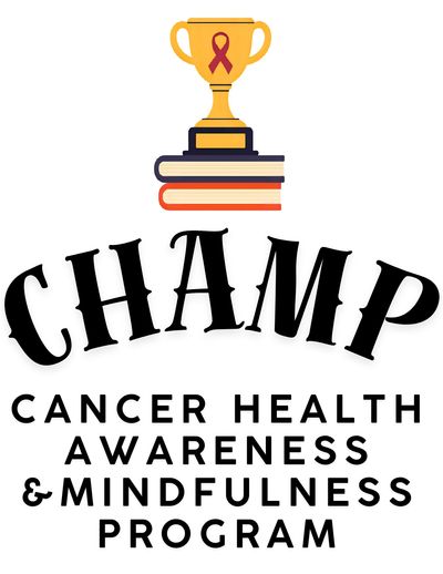 Logo for CHAMP, a cancer health awareness and mindfulness program.