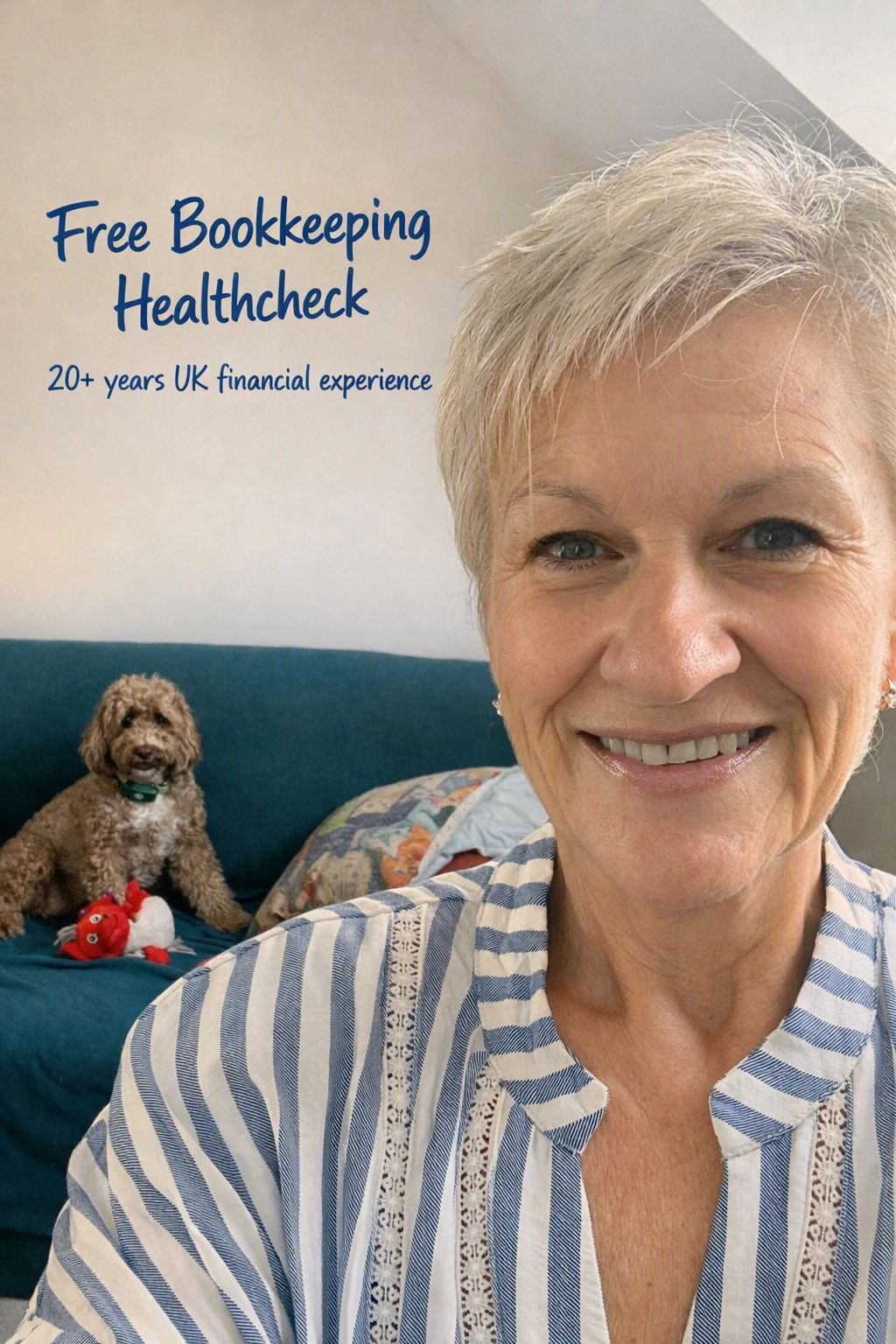 Sylvie, Practical Accounts UK founder with one of her dogs in background
