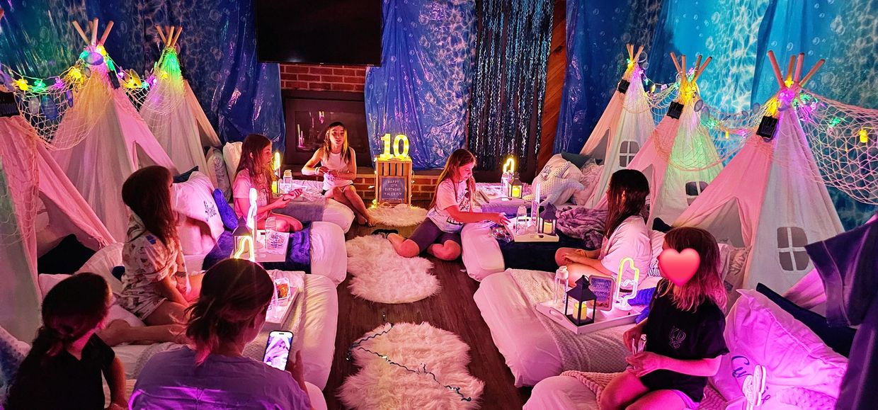 Kids enjoying a luxury glamping sleepover party in the Capital Region NY