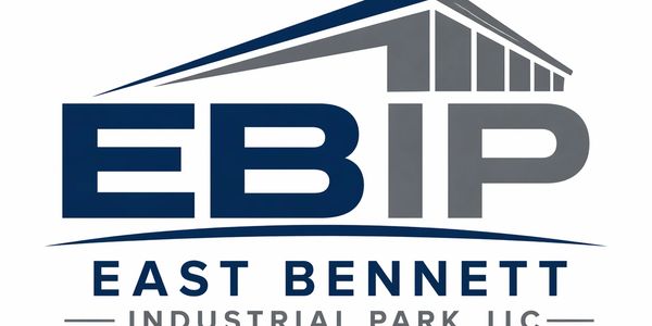 Logo of East Bennett Industrial Park with stylized building roof.