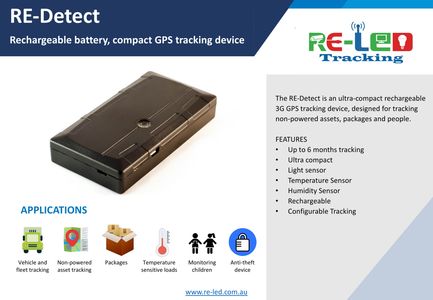 RE-Detect, Rechargeable Battery GPS Tracking Device. For Assets, Vehicles, Sensitive cargo tracking