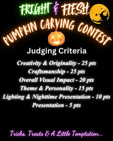 Pumpkin carving contest judging criteria and event header.
