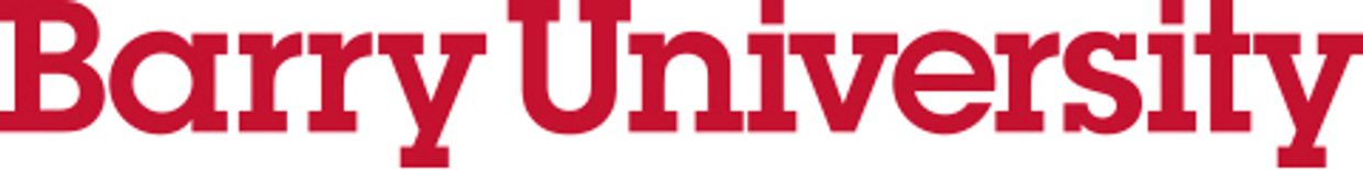 Logo of Barry University in red text.