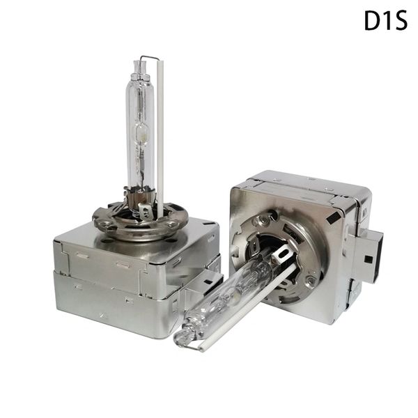 Two D1S automotive HID xenon headlight bulbs with metal bases.