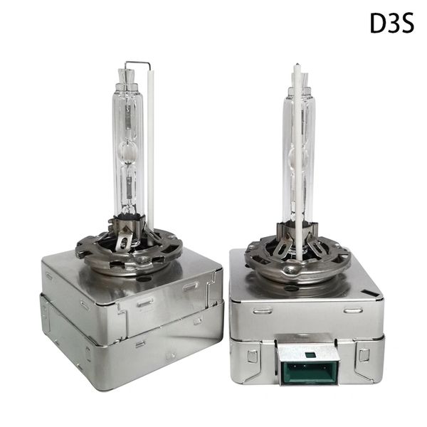 Two D3S xenon HID car headlight bulbs with metal bases.