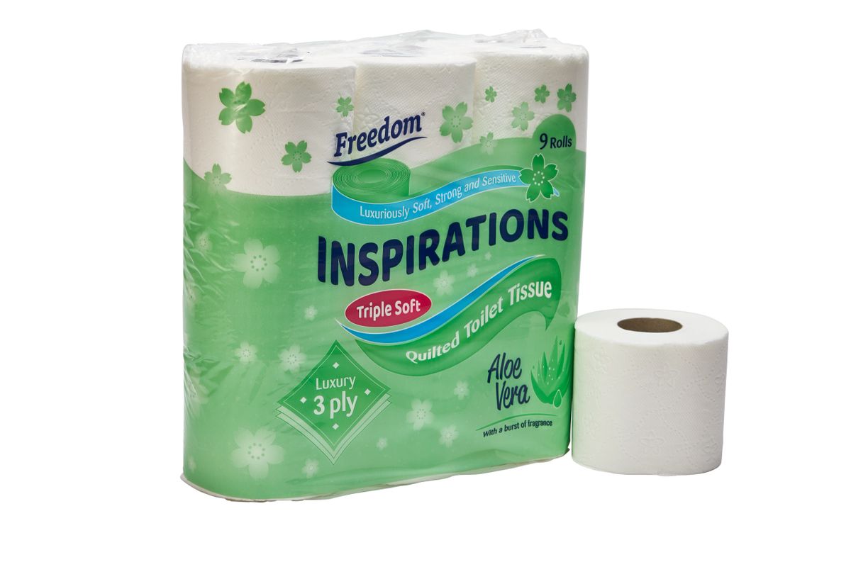 45 Rolls of Luxury Soft Inspirations Quilted 3 Ply Aloe Vera Toilet Paper  Roll