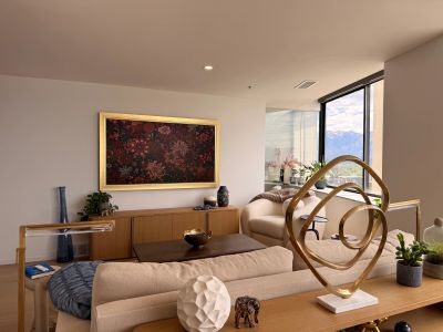 Premium TV mounting in St. George, Utah featuring a professionally installed Samsung Frame TV above 
