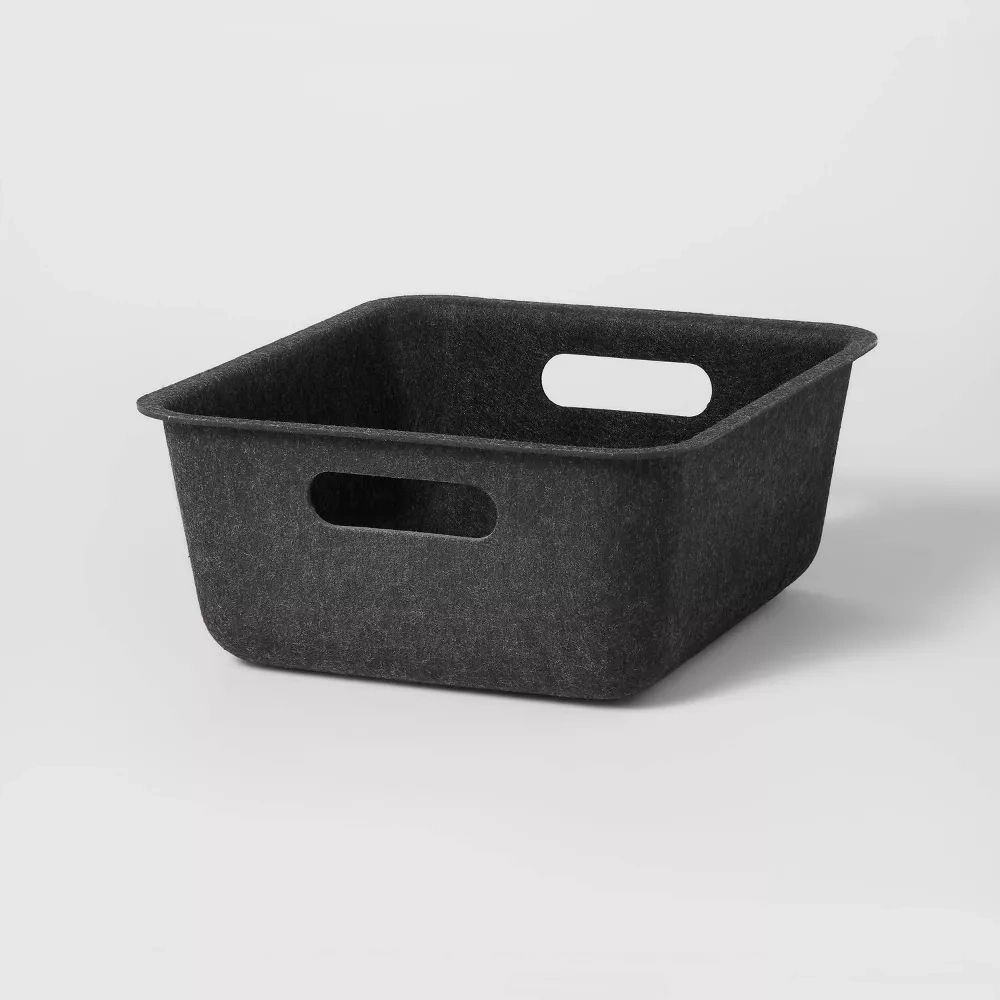 Short Sliding Storage Bin Felt Dark Gray Brightroom