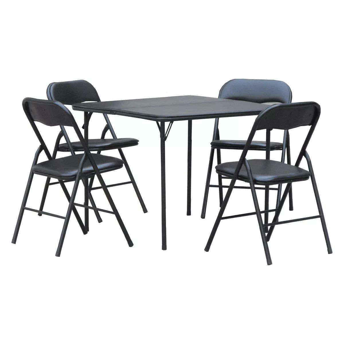 5pc Folding Table Set Black Plastic Dev Group