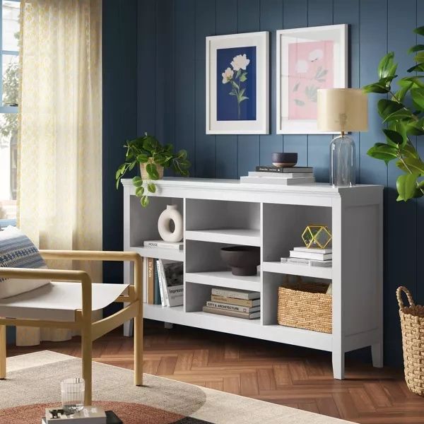 32" Carson Horizontal Bookcase with Adjustable Shelves White Threshold